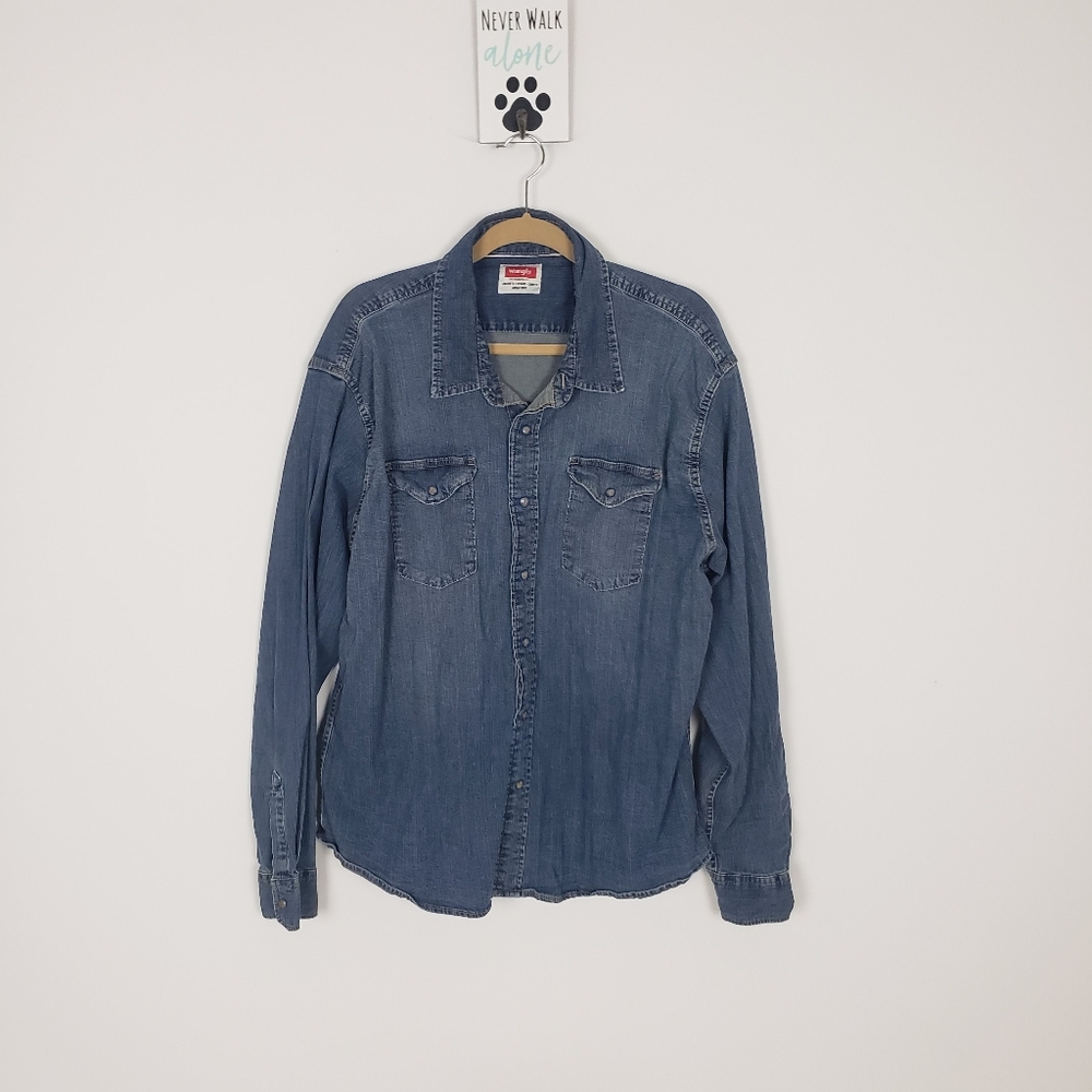 Wrangler Pearl Snap Denim Shirt Size 2X